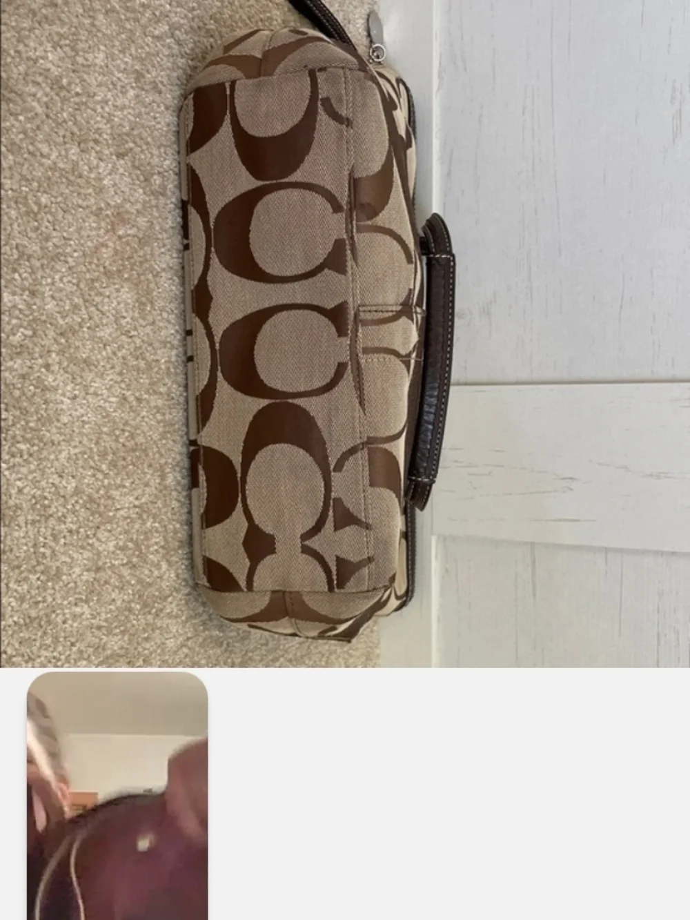 Coach Brown Small C Sig Tote, Shoulder Bag. F14538 Canvas, Leather Straps - Picture 4 of 10